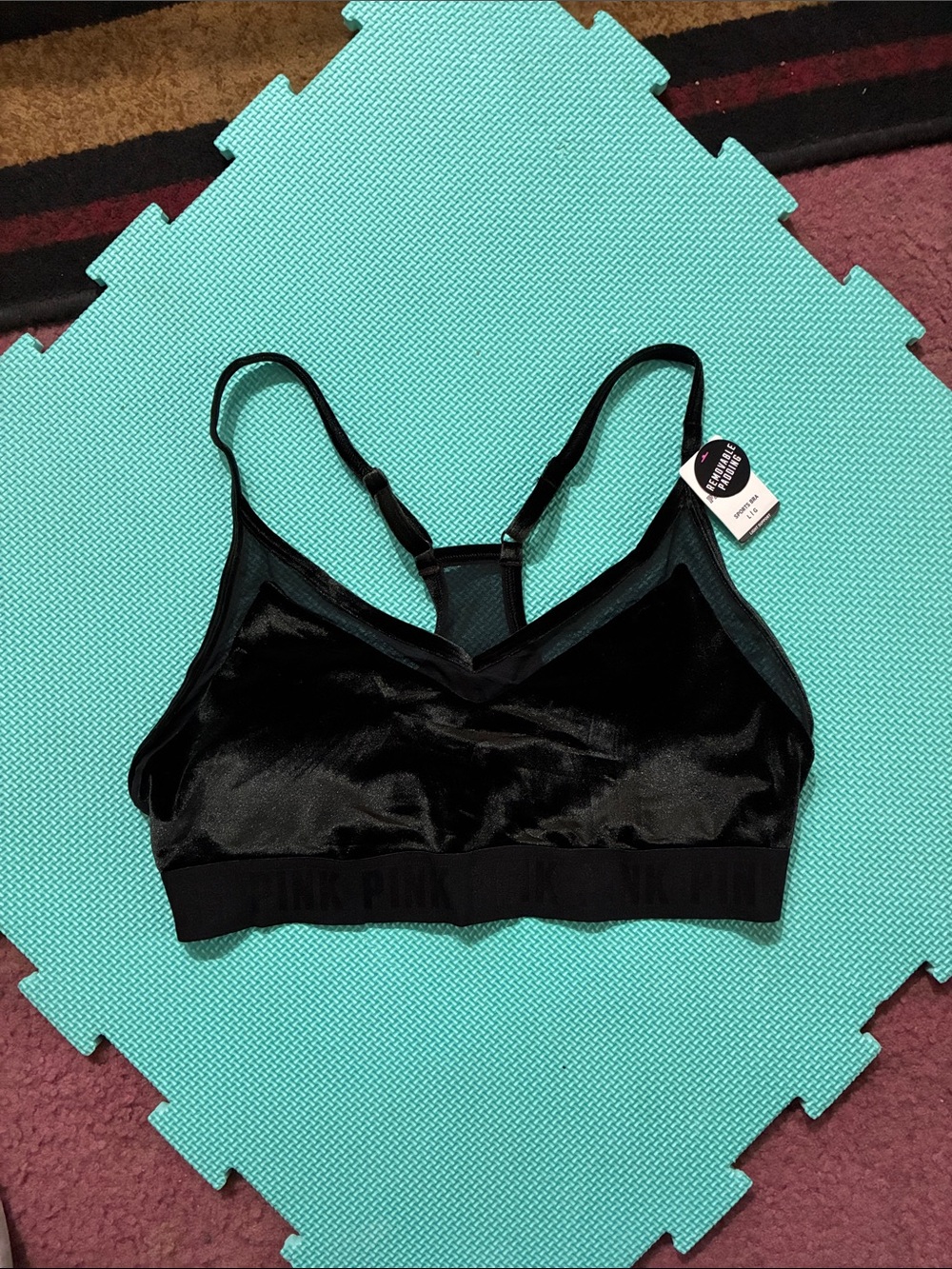 New PINK Victoria's Secret Black Velvet Bralette with Racerback